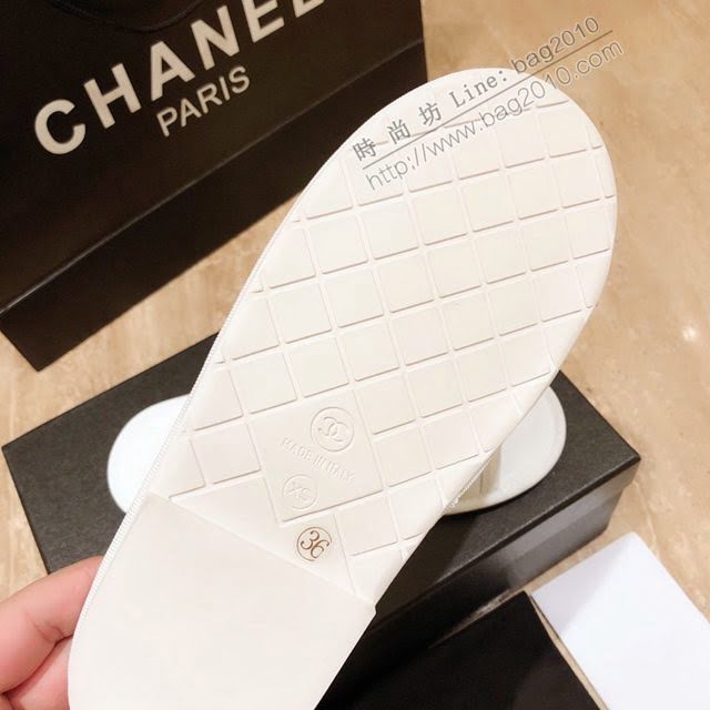 Chanel女鞋 香奈兒2020新款珍珠鏈條拖鞋  naq1292